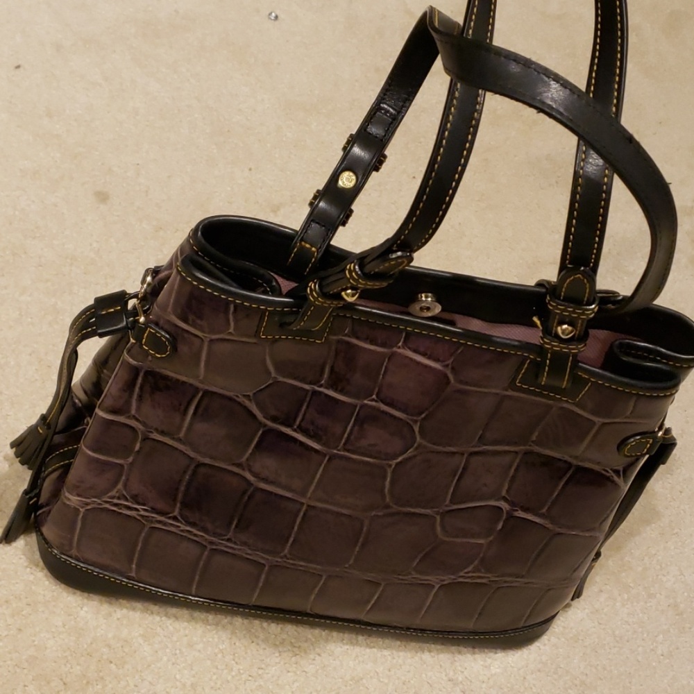 Dooney Deep Purple Grey Crocodile Medium Purse